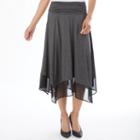 Women's Apt. 9&reg; Shark-bite Hem Midi Skirt, Size: Regular, Dark Grey
