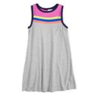 Girls 7-16 Fire Striped Sleeveless Ringer Dress, Size: Xl, Grey
