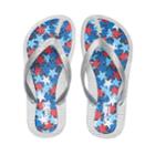 Girls 4-16 Red, White & Blue Stars Glitter Thong Flip Flop Sandals, Size: 10/11, Multicolor