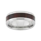 Stainless Steel And Wood Striped Wedding Band - Men, Size: 14, Silver