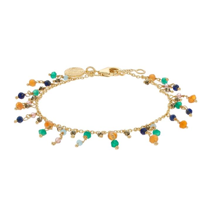 Gold Tone Gemstone Fringe Bracelet, Women's, Green