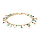 Gold Tone Gemstone Fringe Bracelet, Women's, Green