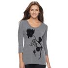 Women's Apt. 9&reg; Embellished Scoopneck Tee, Size: Xxl, Med Grey