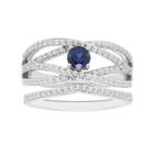 Boston Bay Diamonds 14k White Gold Sapphire & 1/2 Carat T.w. Diamond Twist Engagement Ring Set, Women's, Size: 7.50, Blue