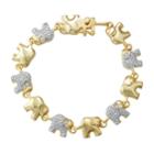 14k Gold Over Silver 1/10 Carat T.w. Diamond Elephant Bracelet, Women's, White