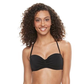 Women's S.o.s. Sun Ocean Sand Bra-sized Bandeau Bikini Top, Size: 36c/38c, Black