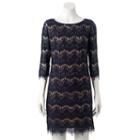 Women's Jessica Howard Fringe Lace Shift Dress, Size: 10, Blue (navy)