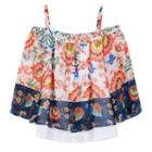 Girls 7-16 Iz Amy Byer Off Shoulder Printed Top With Necklace, Girl's, Size: Large, Ovrfl Oth