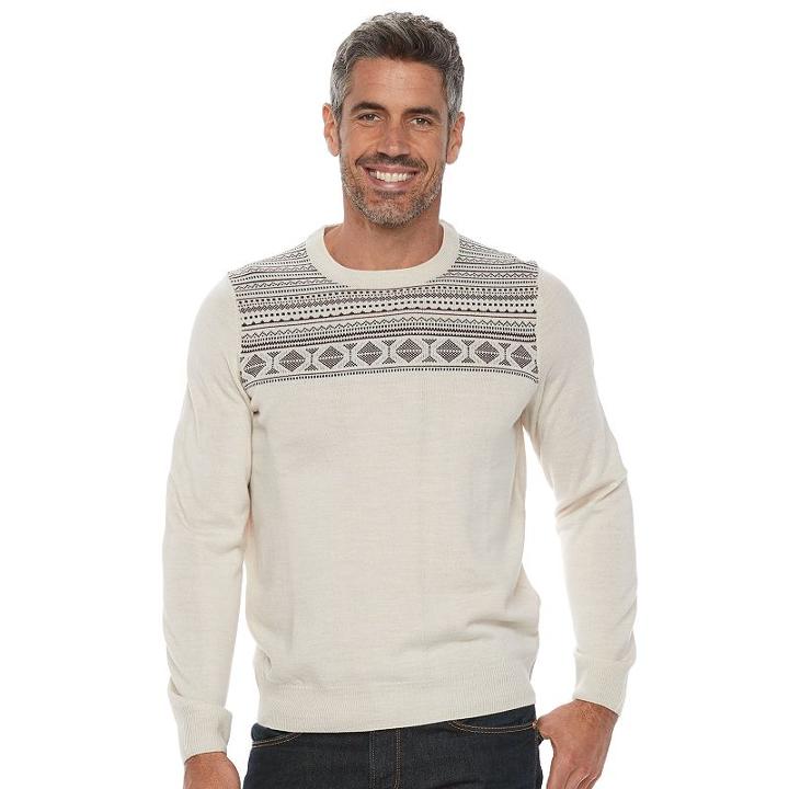 Men's Croft & Barrow&reg; Classic-fit Crewneck Sweater, Size: Large, White