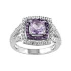 Sterling Silver Amethyst & White Sapphire Halo Ring, Women's, Size: 8, Multicolor