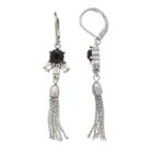 Lc Lauren Conrad Stone Cluster Nickel Free Tassel Drop Earrings, Women's, Black