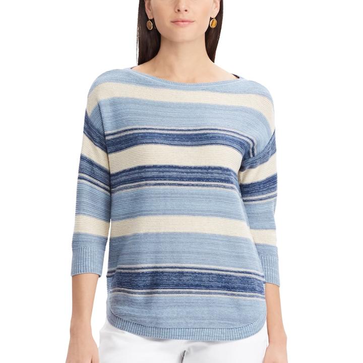 Women's Chaps Striped Boatneck Sweater, Size: Xs, Blue