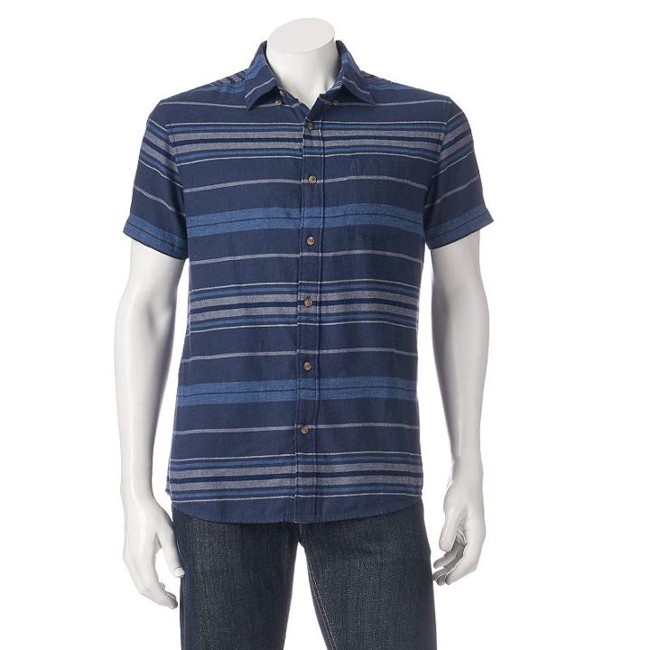 Men's Urban Pipeline Striped Twill Button-down Shirt, Size: Large, Blue