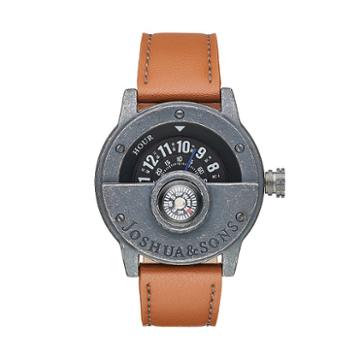 Joshua & Sons Men's Leather Compass Watch, Brown