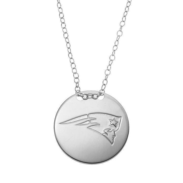 New England Patriots Sterling Silver Team Logo Disc Pendant Necklace, Women's, Size: 18, Grey