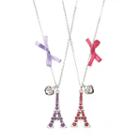 Girls 4-16 Eiffel Tower Best Friends Necklace Set, Drk Purple