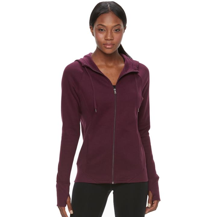 Women's Tek Gear&reg; Full-zip Fleece Hoodie, Size: Medium, Drk Purple