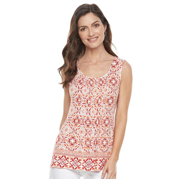 Women's Croft & Barrow&reg; Pintuck Tank, Size: Xl, Drk Orange