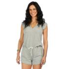 Women's Pl Movement By Pink Lotus Mantra Hooded Romper, Size: Large, Grey Other