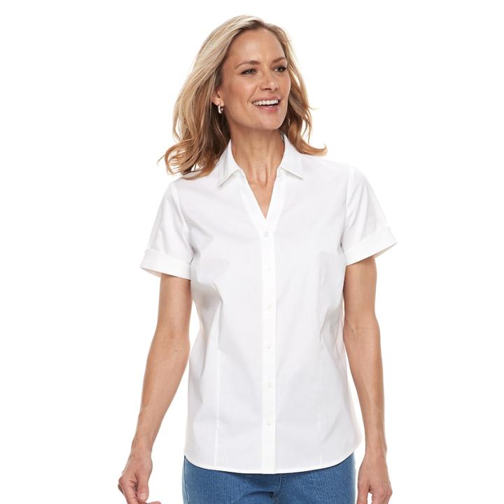 Women's Croft & Barrow&reg; Wrinkle-resistant Shirt, Size: Small, White