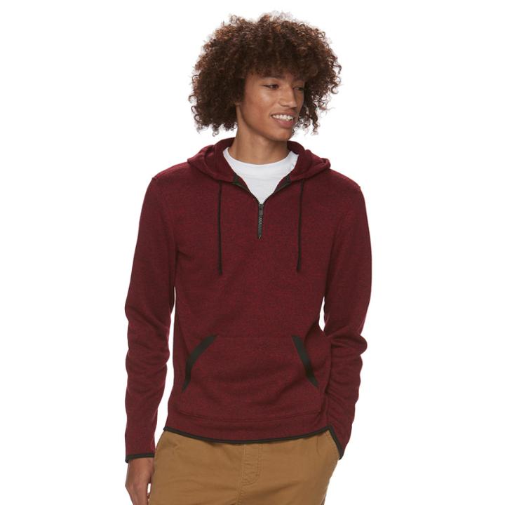 Men's Urban Pipeline® Quarter-zip Pullover Hoodie, Size: Small, Red