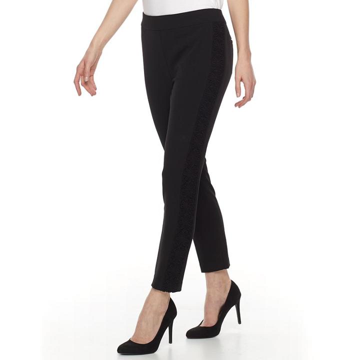 Women's Dana Buchman Bi-stretch Crochet Ankle Pants, Size: 14, Black