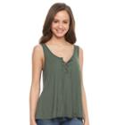 Juniors' So&reg; Lace-up Front Tank, Girl's, Size: Xs, Med Green