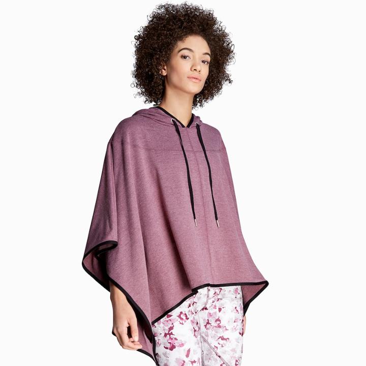 Women's Danskin French Terry Hooded Poncho, Size: Large, Drk Purple