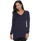 Women's Apt. 9&reg; High-low V-neck Tunic Sweater, Size: Xl, Drk Purple