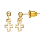 Charming Girl 14k Gold Vermeil Cross Drop Earrings - Kids, Yellow