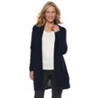 Petite Dana Buchman Pleated Open-work Cardigan Sweater, Women's, Size: M Petite, Blue (navy)