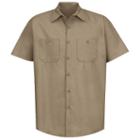 Men's Red Kap Classic-fit Industrial Button-down Work Shirt, Size: Xl, Beig/green (beig/khaki)