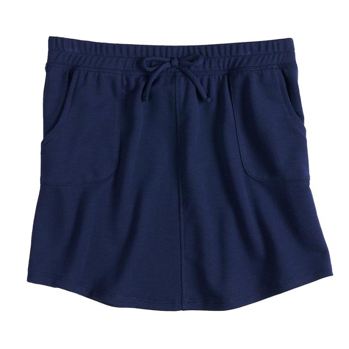 Girls 7-16 So&reg; Tie-front French Terry Skater Skirt, Size: Xl/14, Med Blue