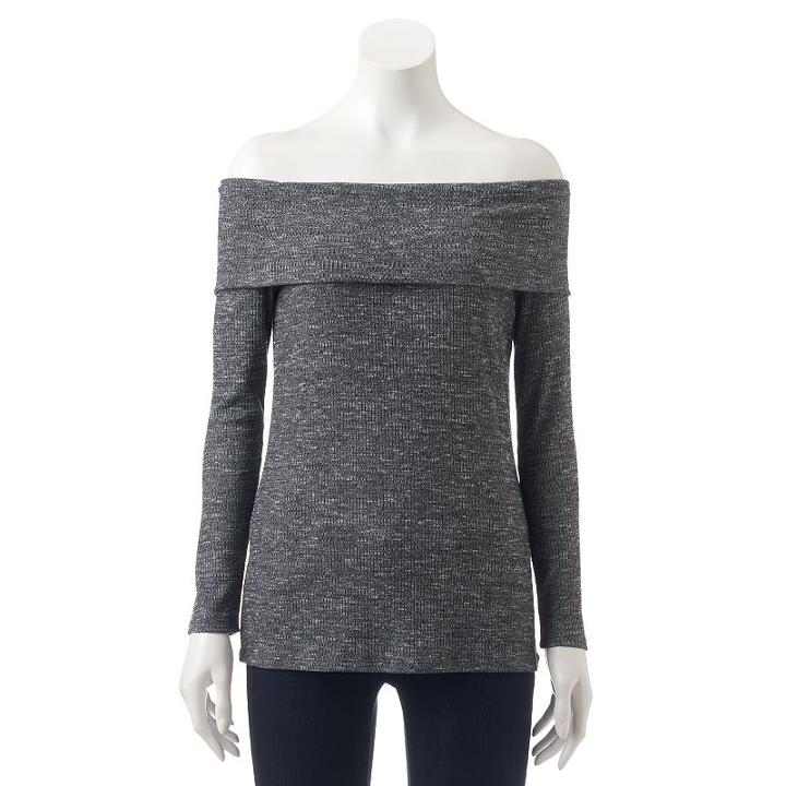 Women's Apt. 9&reg; Ribbed Off-the-shoulder Top, Size: Large, Black