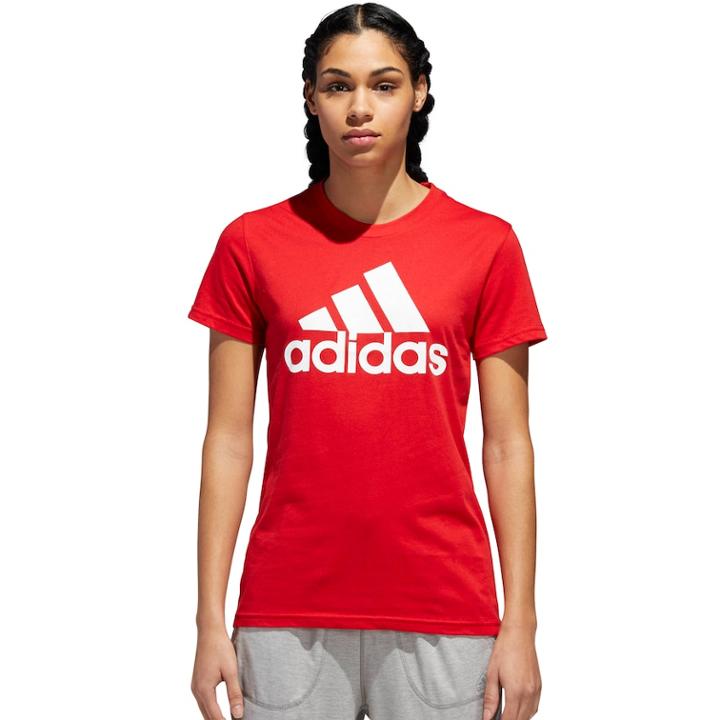 Women's Adidas Classic Logo Tee, Size: Xs, Med Red