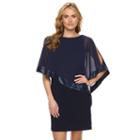 Women's Chaps Sequin Cold-shoulder Chiffon-overlay Evening Dress, Size: 10, Blue (navy)