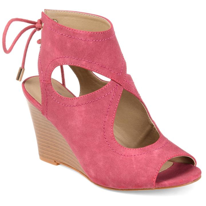 Journee Collection Women's Camia Wedge Sandals, Size: 10, Pink