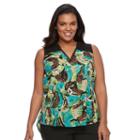 Plus Size Dana Buchman Printed Crochet-trim Top, Women's, Size: 2xl, Med Green