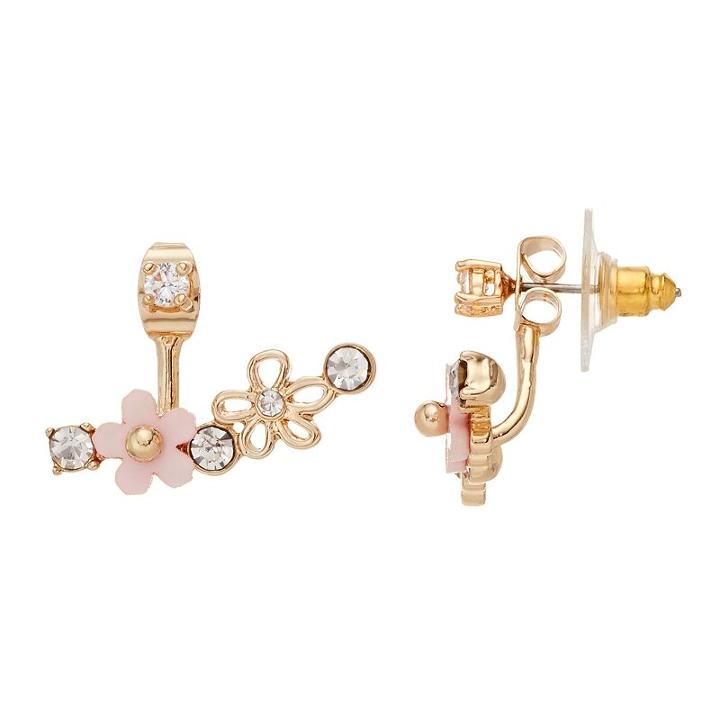 Lc Lauren Conrad Flower Front Back Earrings, Women's, Pink