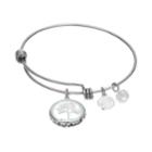 Love This Life Silver Plated Crystal Family Tree Charm Bangle Bracelet, Women's