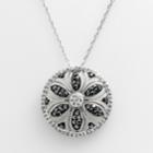Artistique Sterling Silver Crystal Flower Pendant - Made With Swarovski Crystals, Women's, Black
