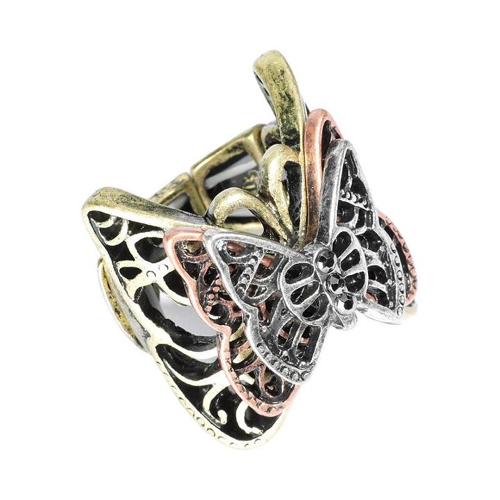 Mudd&reg; Tri-tone Butterfly Stretch Ring, Girl's, Multicolor