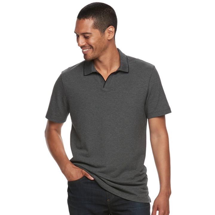 Men's Apt. 9&reg; Flex Stretch Pique Notch-collar Polo, Size: Small, Dark Blue