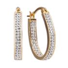 Chrystina Gold Tone Crystal Inside Out U Hoop Earrings, Women's, White