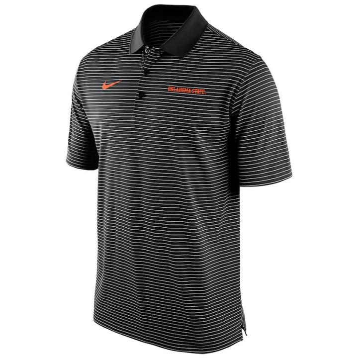 Men's Nike Oklahoma State Cowboys Striped Stadium Dri-fit Performance Polo, Size: Xxl, Black
