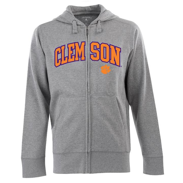 Men's Clemson Tigers Signature Zip Front Fleece Hoodie, Size: Xl, Grey