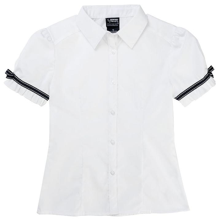 Girls 4-20 French Toast School Uniform Ribbon Bow Shirt, Girl's, Size: 10, White