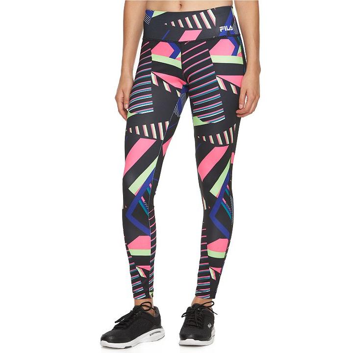 Women's Fila Sport&reg; Printed Yoga Leggings, Size: Large, Black