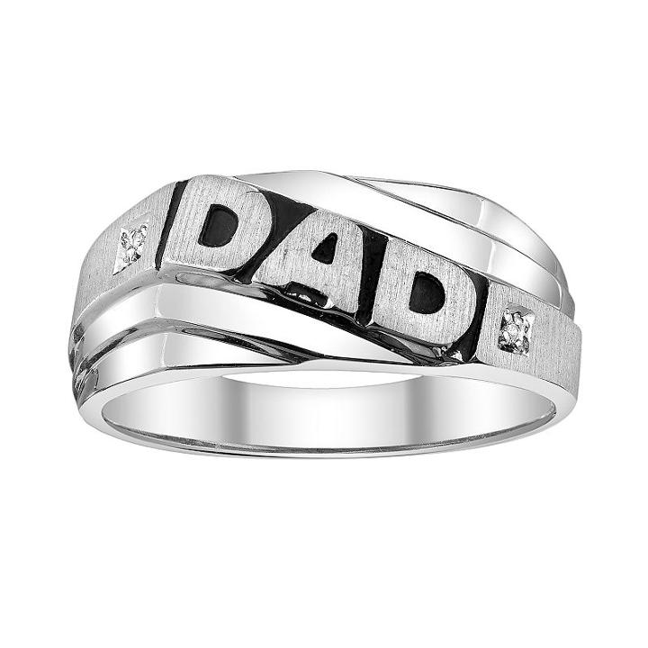 Sterling Silver Diamond Accent Dad Ring - Men, Size: 9, White