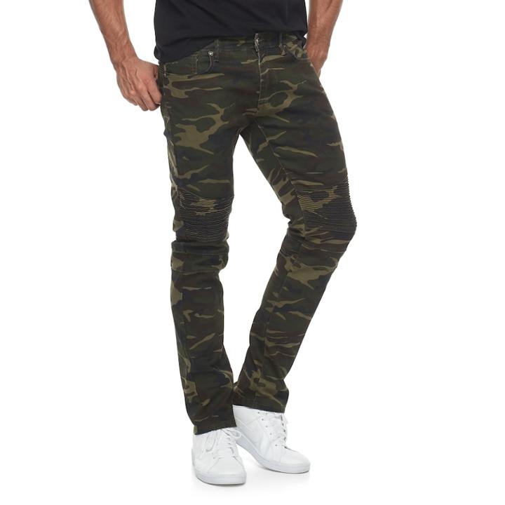 Men's Rawx Camo Slim-fit Moto Stretch Jeans, Size: 38, Med Purple
